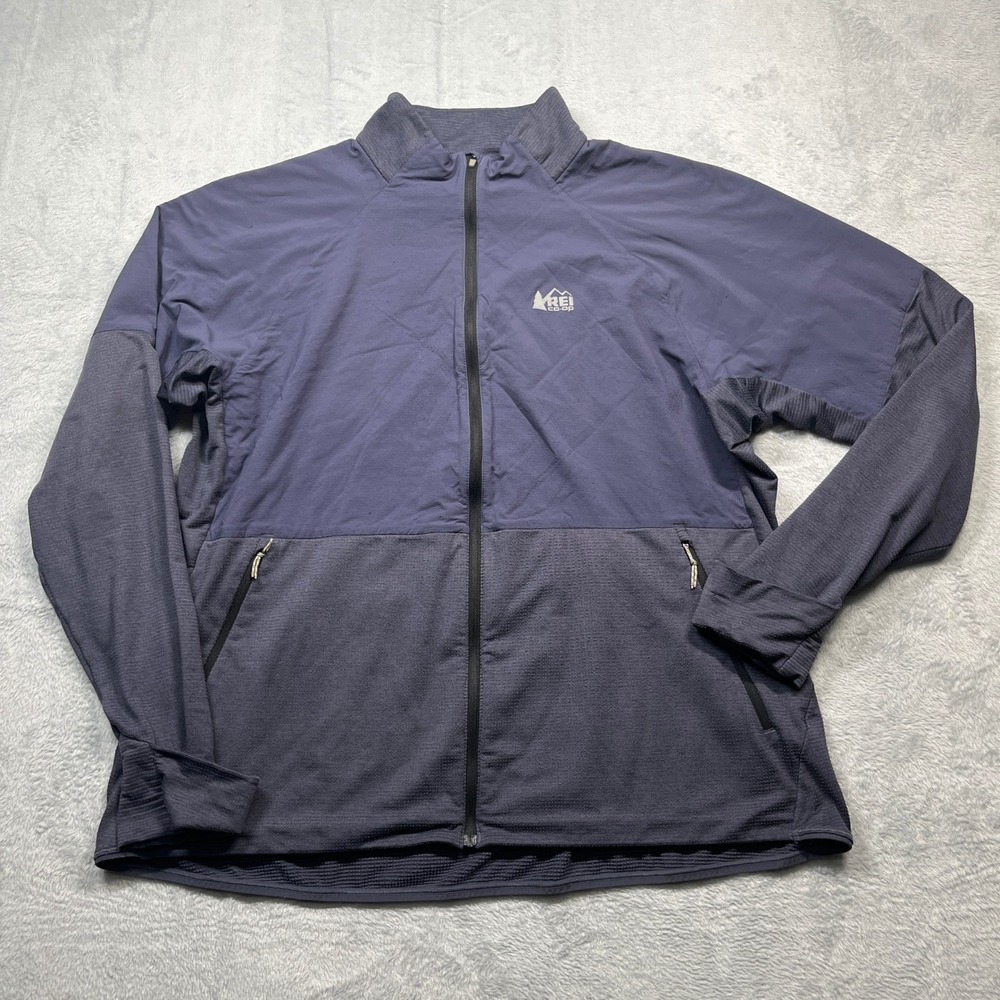 REI‎ Co-op Hybrid Fleece Jacket Mens Blue Grey Insulated Full Zip XL